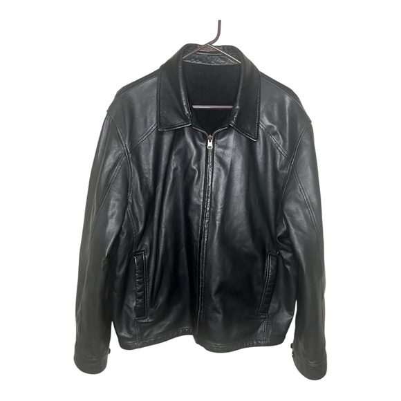 Leather & Wool/Cashmere Reversible Coat Black